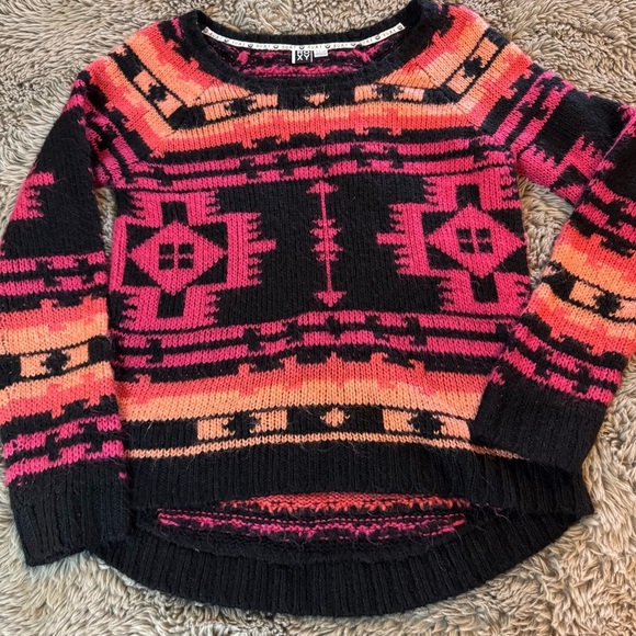 Roxy Aztec Fuzzy Santa Fe Sweater Multicolor Small - Picture 4 of 7